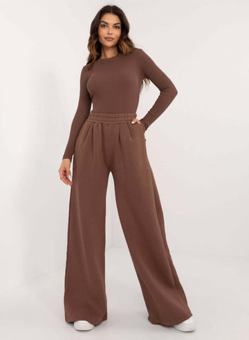 Brown two-piece fleece tracksuit