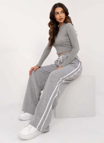 Two-piece grey tracksuit with side stripe
