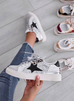 WAYS - Low-top sneakers with silver glitter and star