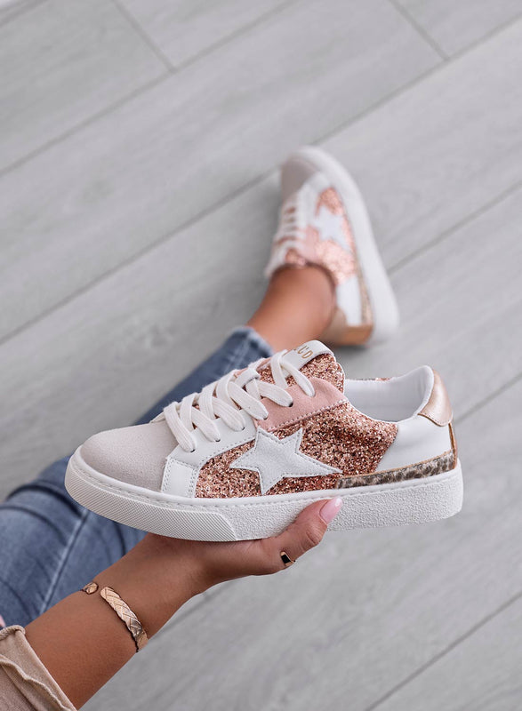 WAYS - Sneakers basse con glitter rosa e stella