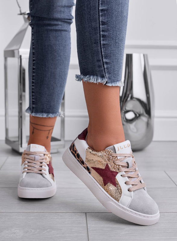 WAYS - Sneakers basse con stella inserti oro bordeaux