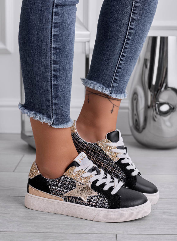 WAYS - Sneakers nere basse con tessuto intrecciato e stella