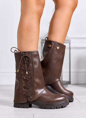 WILLOW - Brown ankle boots with removable shaft