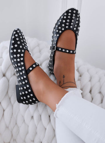 WILSON - Black jeweled ballet flats with rhinestones