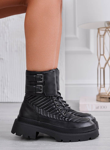 YANIRA - Black ankle boots with buckles