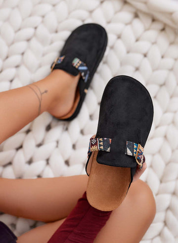 YODA - black clog slippers with colorful buckles