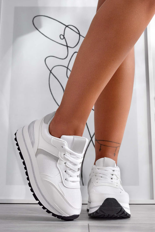 ZELDA - Sneakers bianche con inserti argento