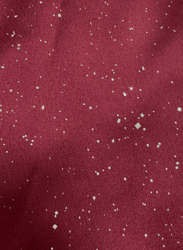 Burgundy satin shirt with glitter