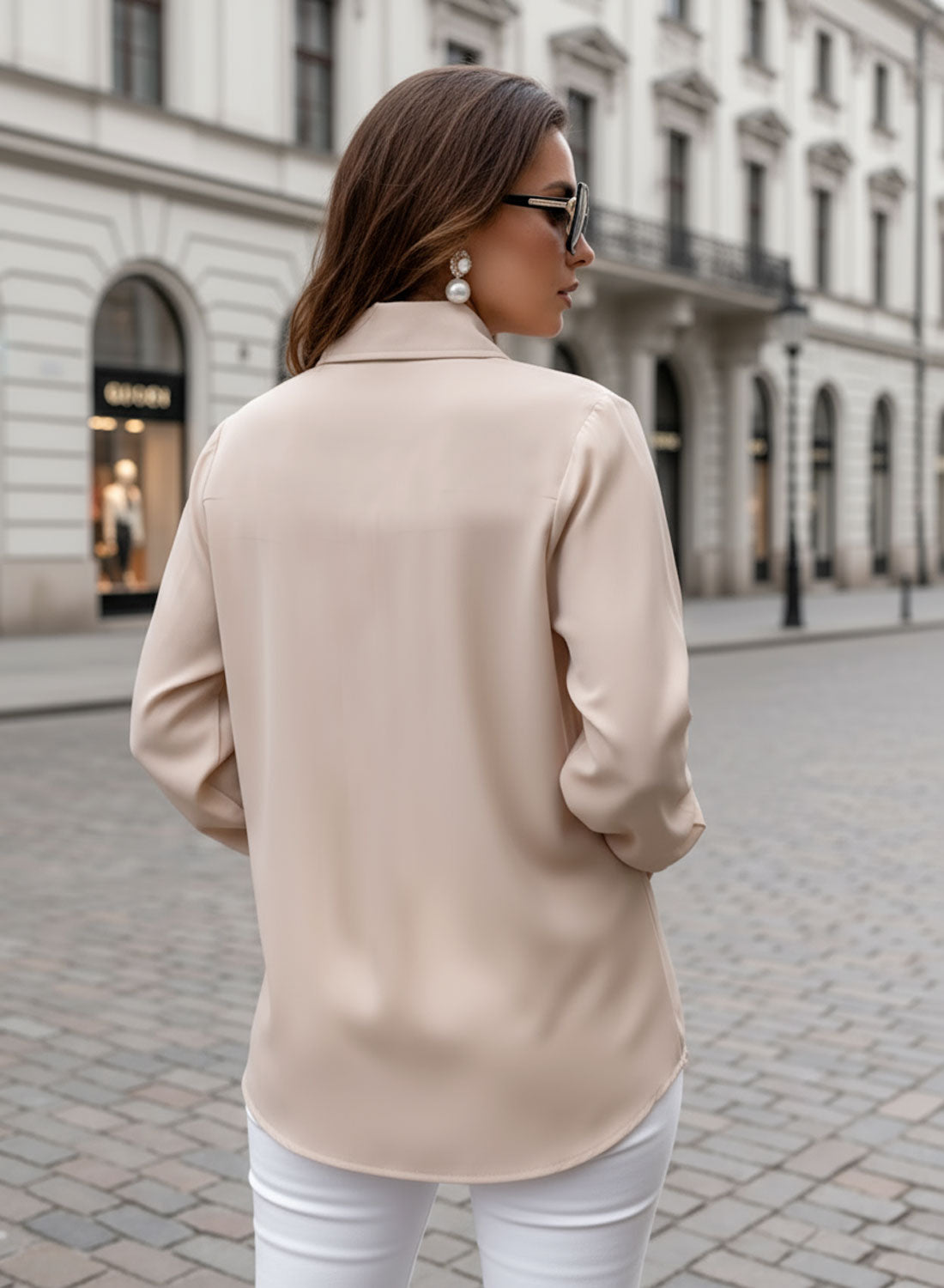 Beige shirt with embellished collar