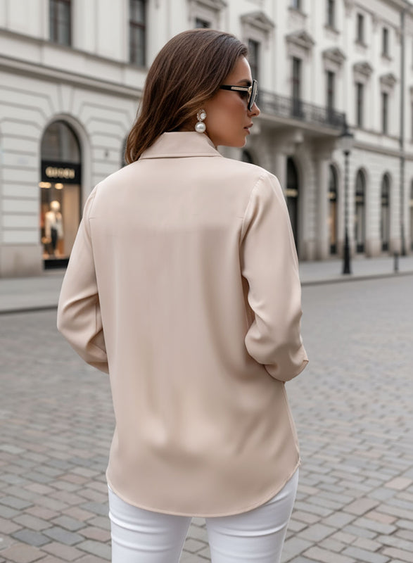 Beige shirt with embellished collar