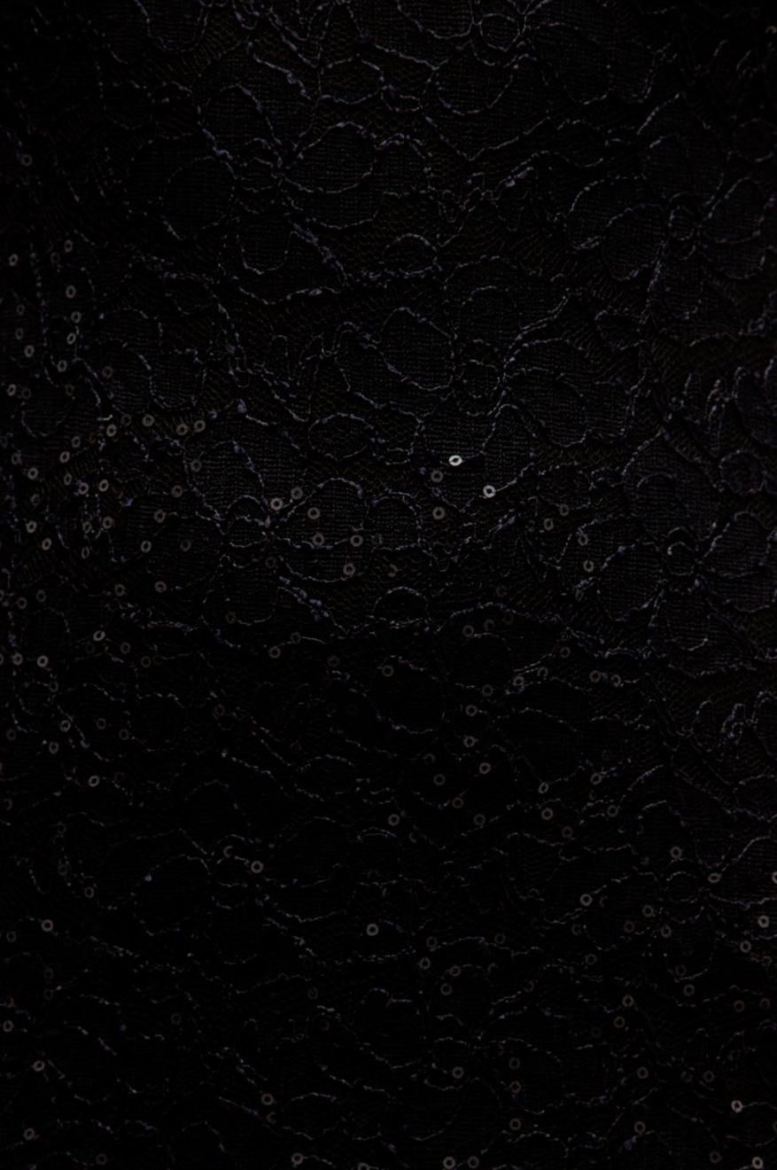 Long lace and sequin dress with back neckline - Black