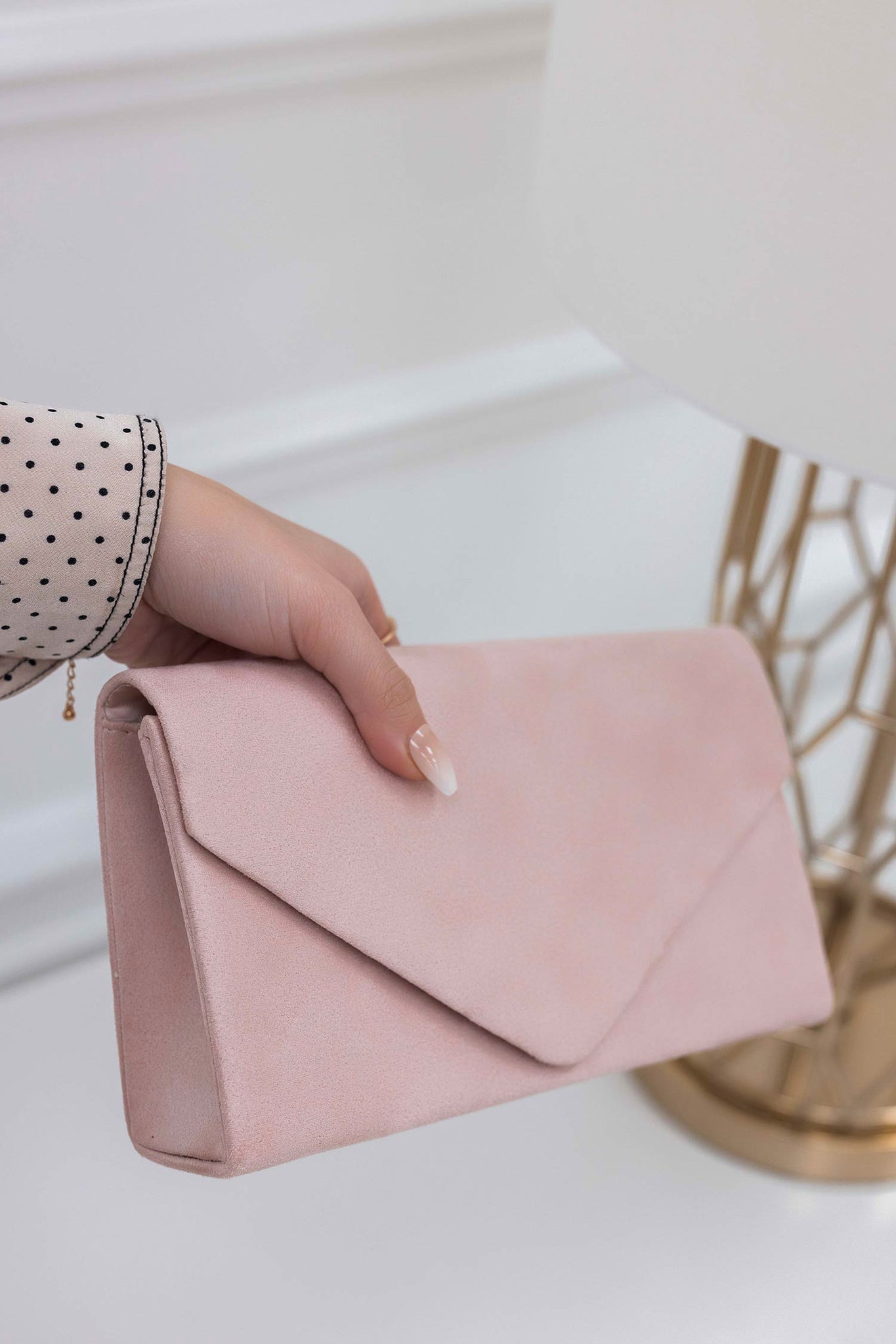 Bag - B205 pink suede clutch