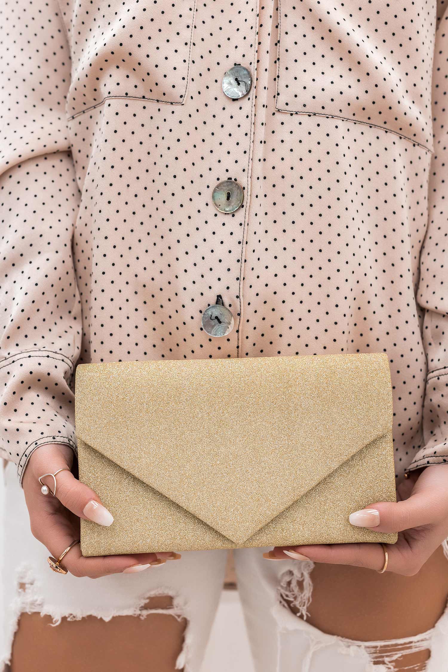 Borsa - pochette B204 oro con glitter