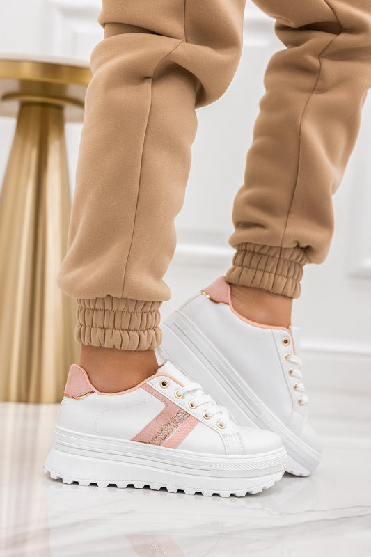 ROSY - Sneakers bianche con inserti rosa e glitter