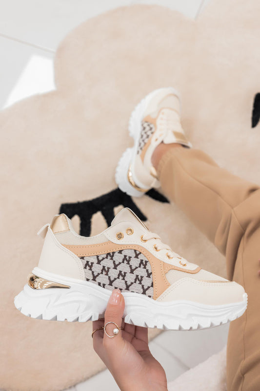 BERRY - Sneakers beige con inserti in tessuto