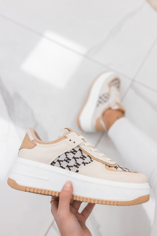 DYLAN - Sneakers beige con inserti in tessuto