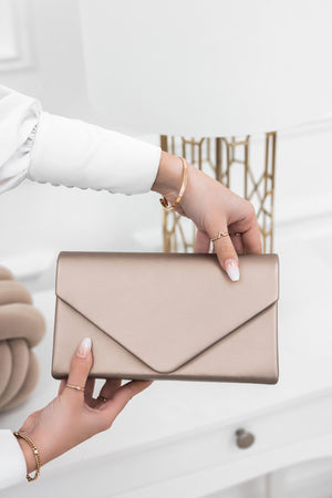 Bronze faux leather clutch bag B205