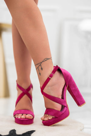 JOSIE - Fuchsia suede Alexoo sandals with high heel