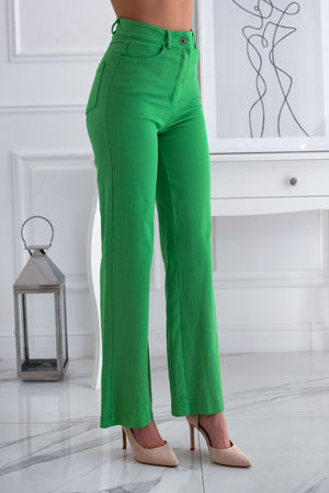 Green flared cotton trousers