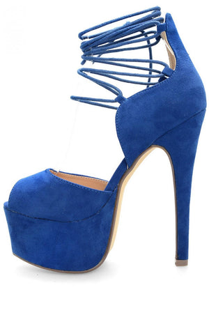 Suede sandals with blue laces