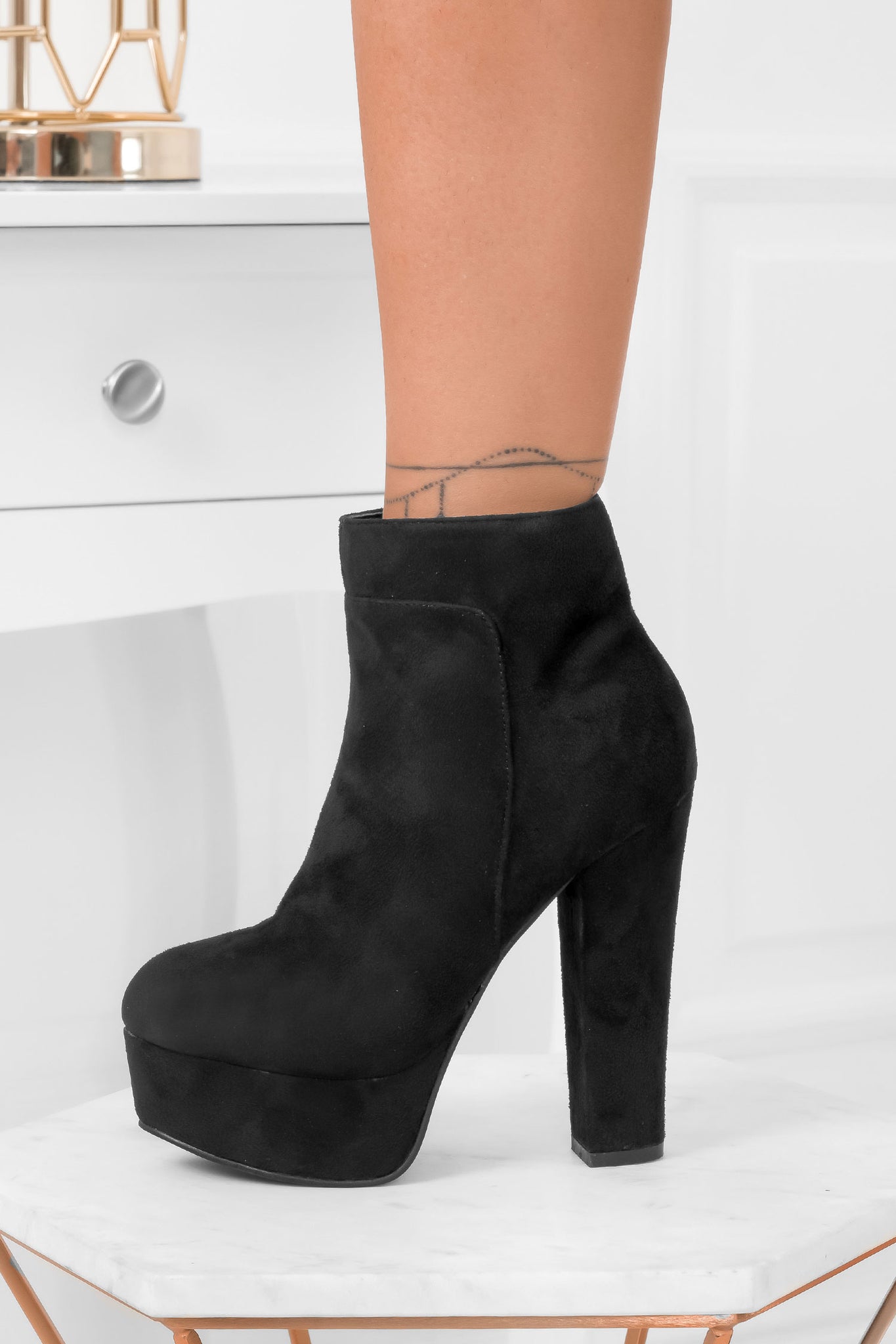 FELICIA - Black suede ankle boots with high heel