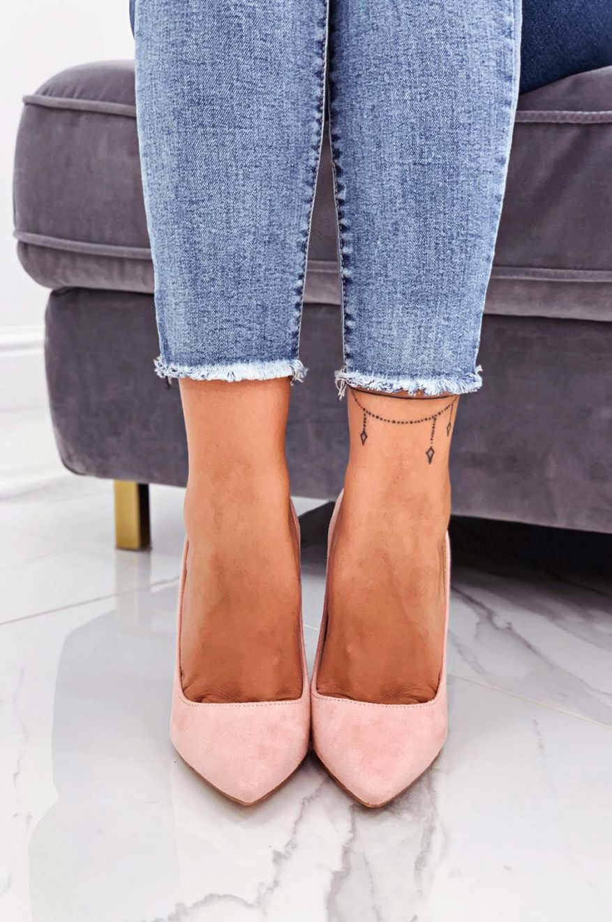 LEXIE - Pink suede pumps with high heel