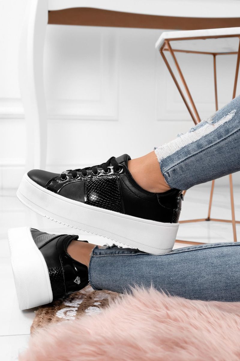MORENA - Sneakers nere con inserti effetto pitonato