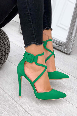 Stiletto heels with buckle in green