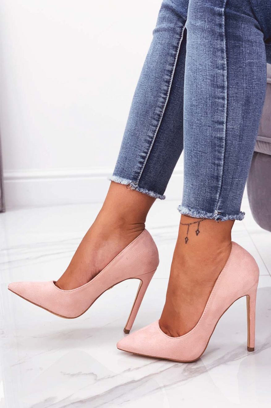 LEXIE - Pink suede pumps with high heel