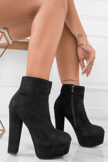 FELICIA - Black suede ankle boots with high heel