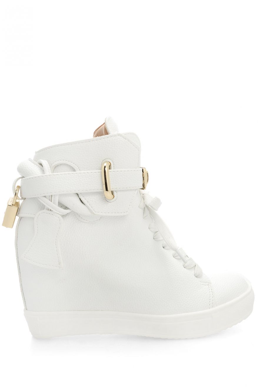 Sneakers in faux leather with internal wedge Big City - White