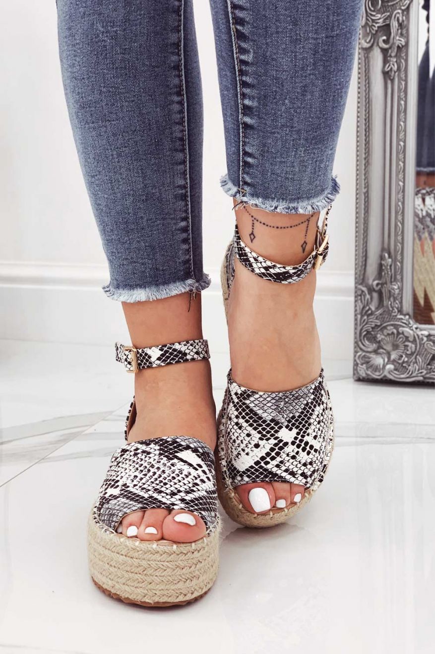 LICIA - Espadrillas pitonate con zeppa e cinturino