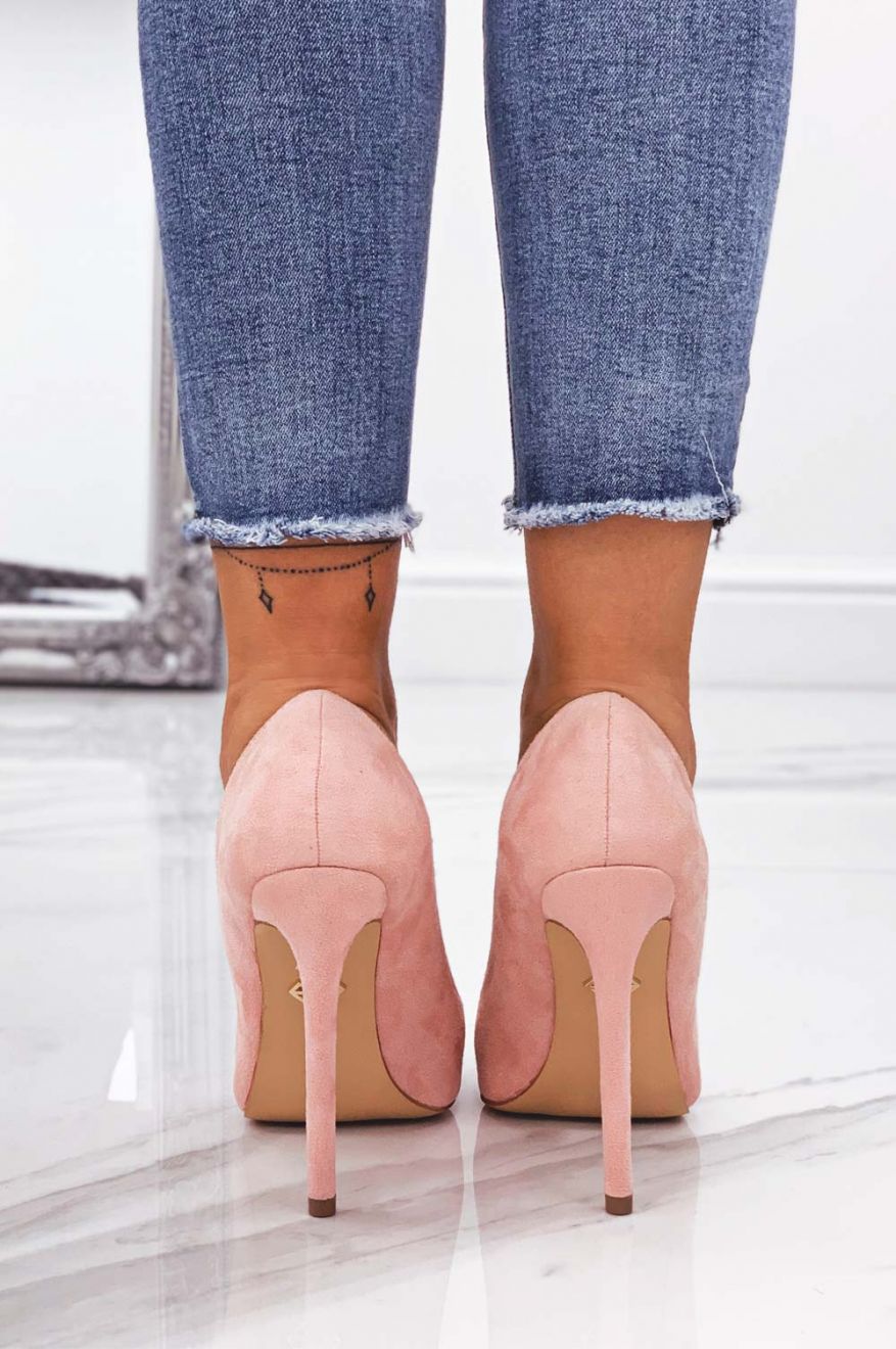 LEXIE - Pink suede pumps with high heel