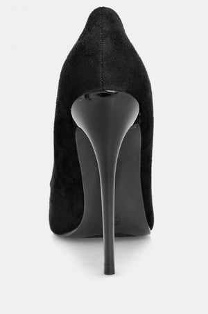 Black suede stiletto heels