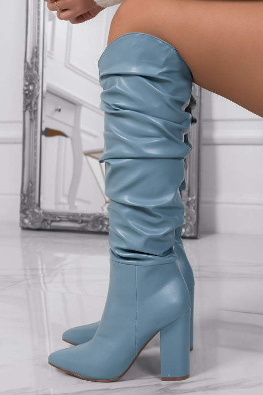 SHEILA - Stivali azzurri in finta pelle con tacco alto