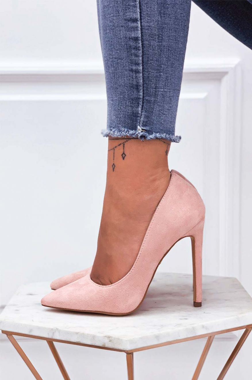 LEXIE - Pink suede pumps with high heel