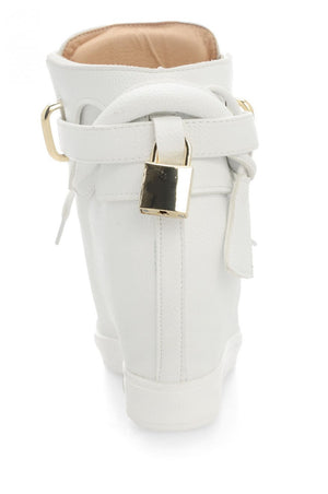 Sneakers in faux leather with internal wedge Big City - White