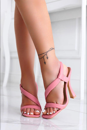 BERNIE - Alexoo pink wrapped sandals with comfortable heel