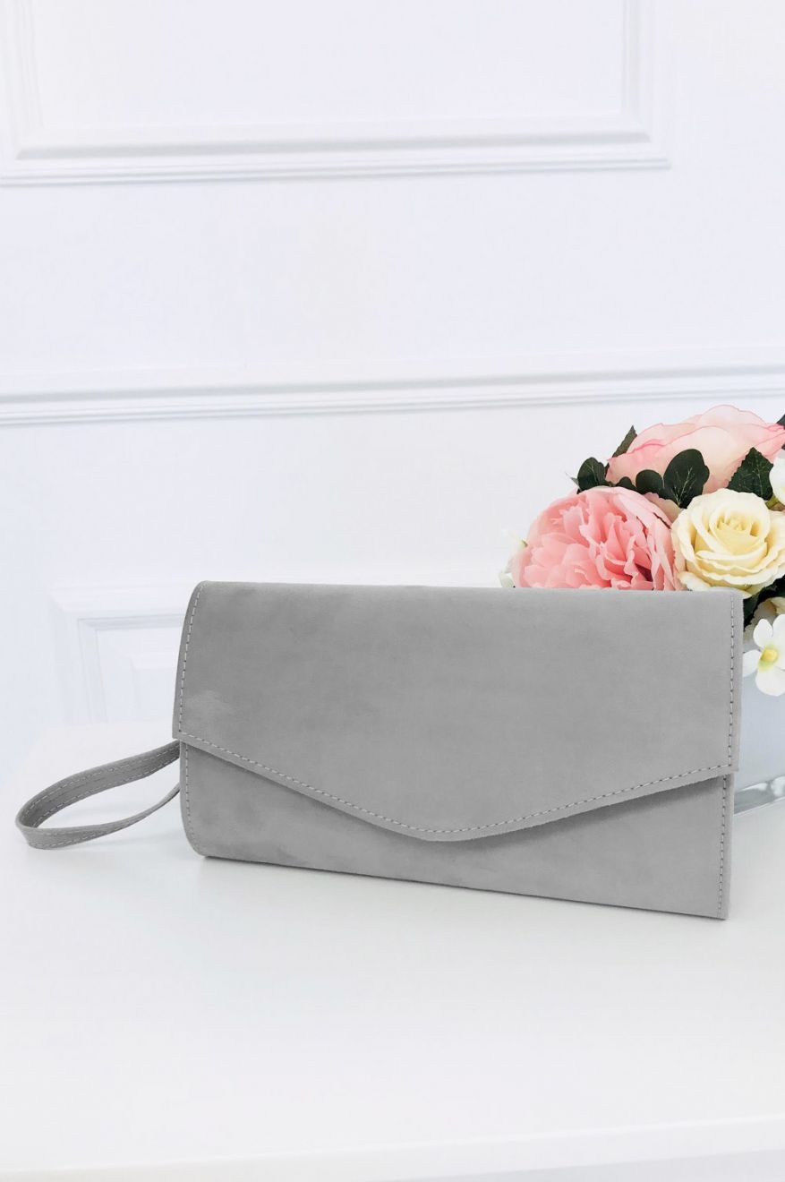 Borsa pochette scamosciata B185 Grigia