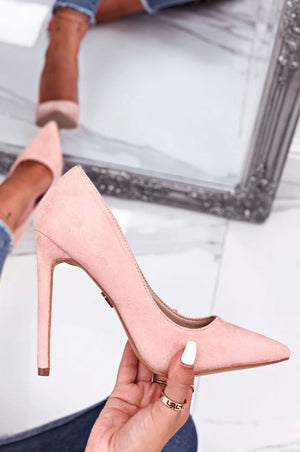 LEXIE - Pink suede pumps with high heel