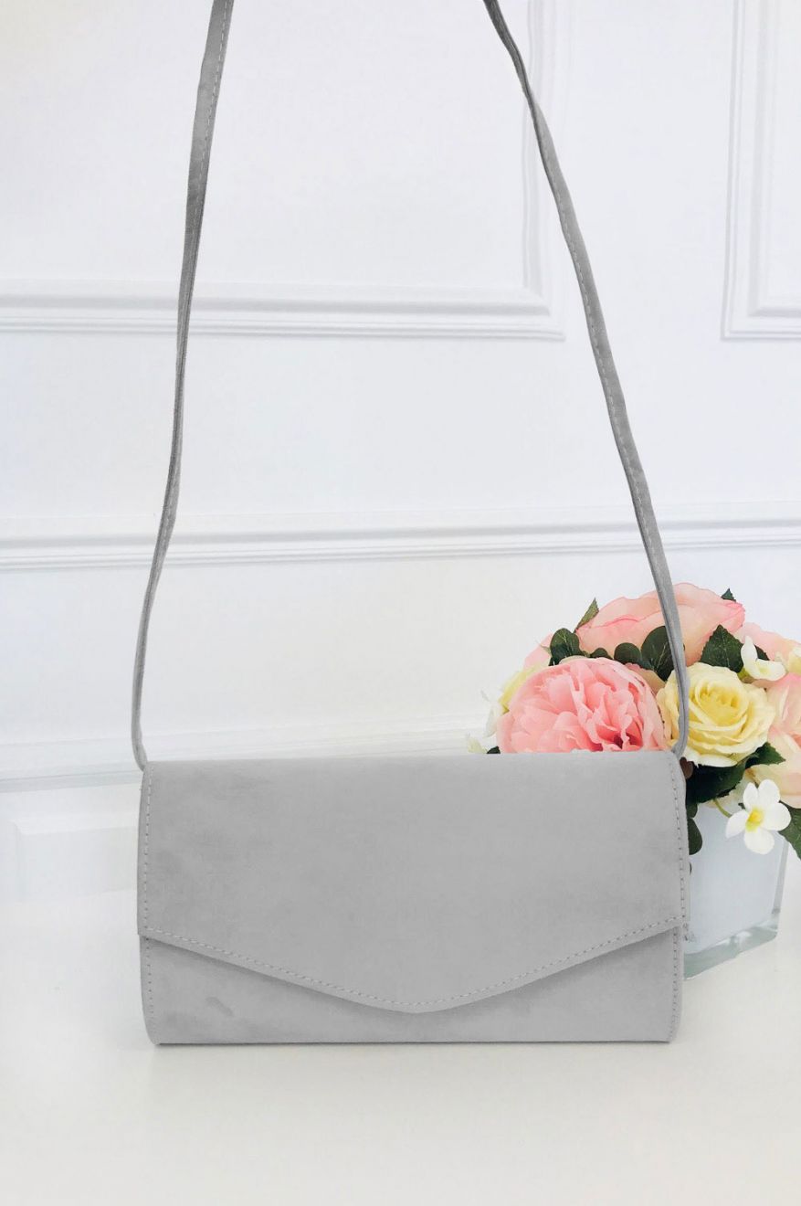 Borsa pochette scamosciata B185 Grigia