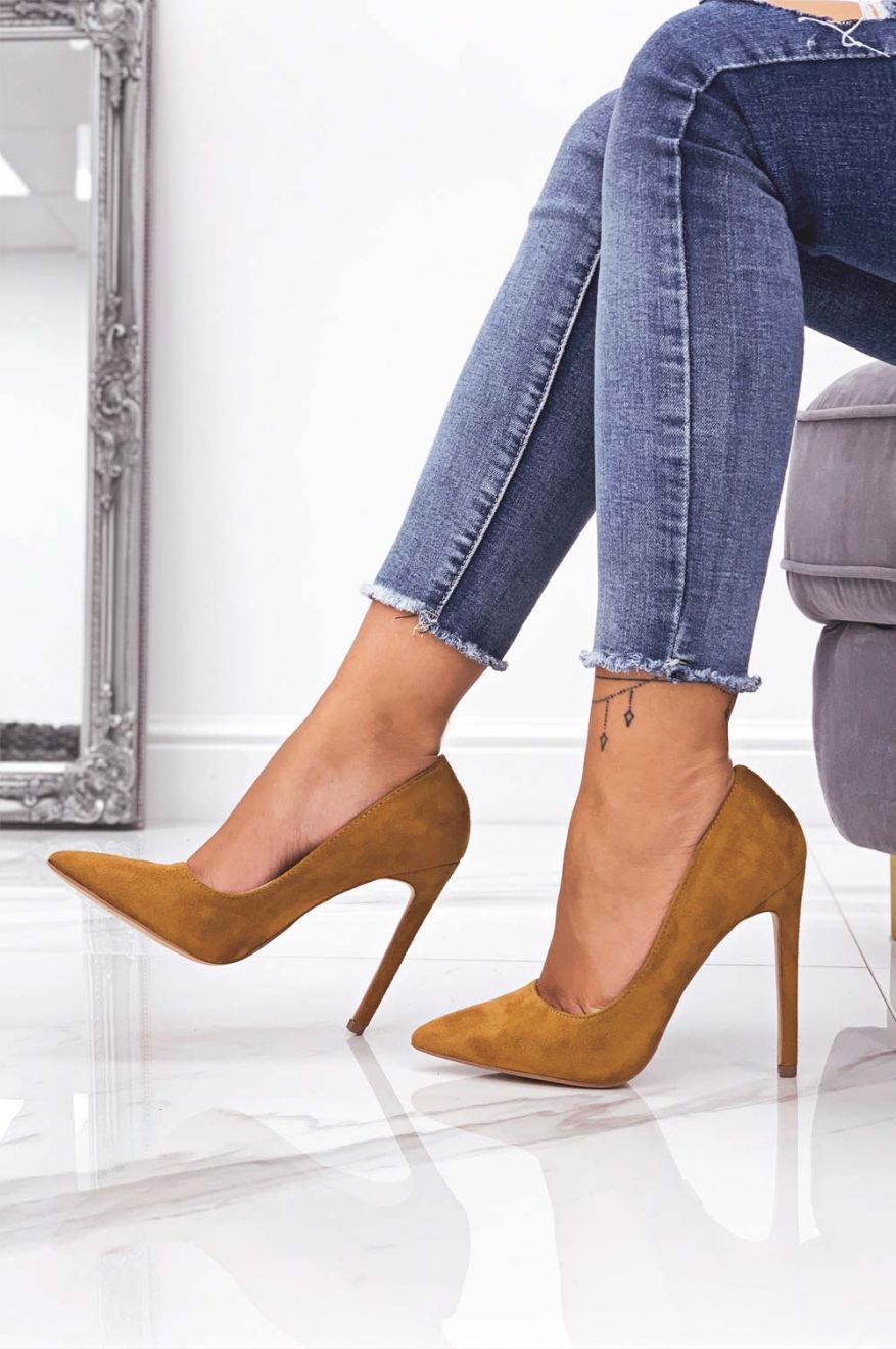 LEXIE - Camel suede pumps with high heel