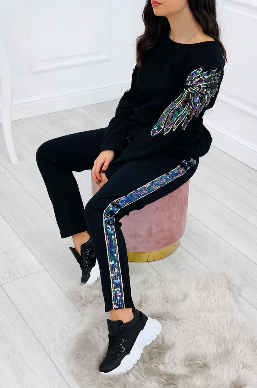 Maglia con paillettes Nera