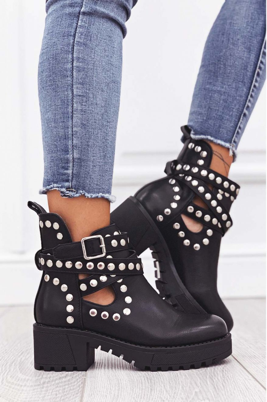 Stivaletti biker neri con borchie