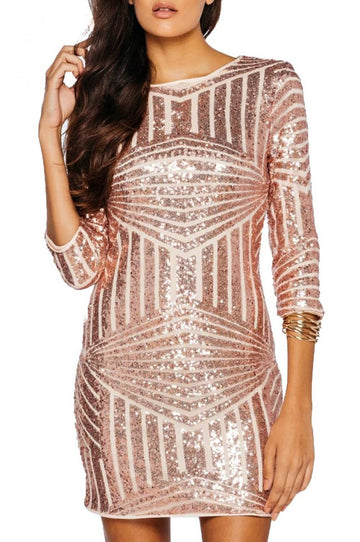 Sheath dress with sequins - Pink
