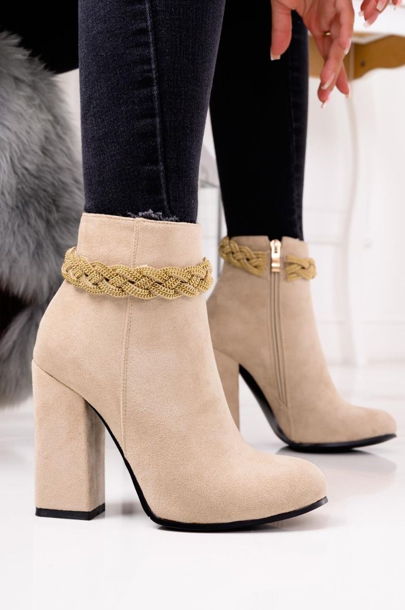Beige Alexoo ankle boots with jewel detail