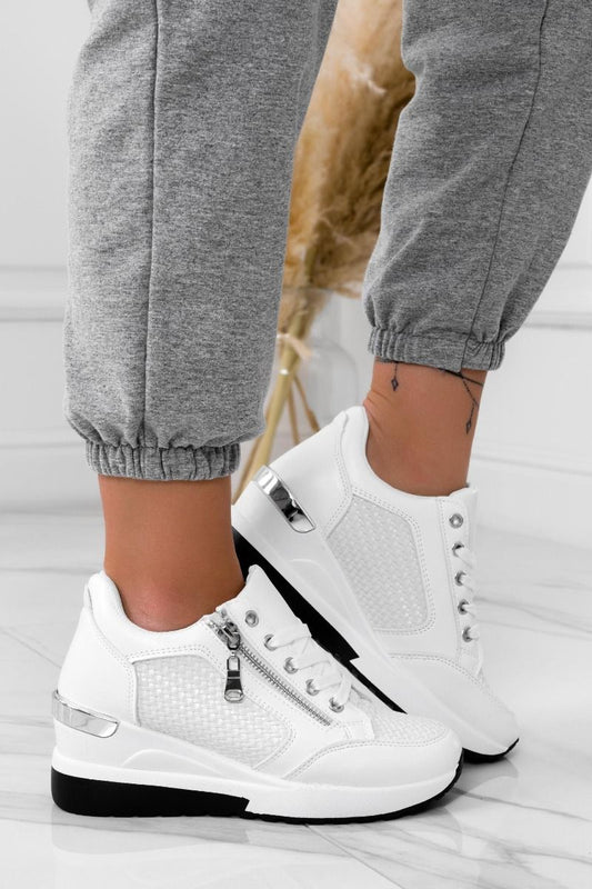 Sneakers bianche con zip laterale