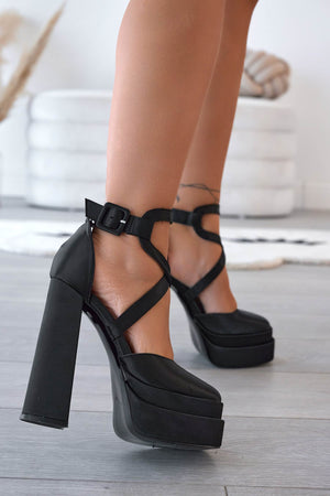 FRANNIE - Black Alexoo pumps with high heel and platform