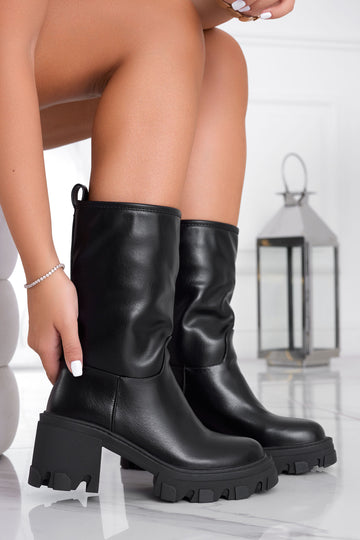 Black Alexoo ankle boots with comfortable heel