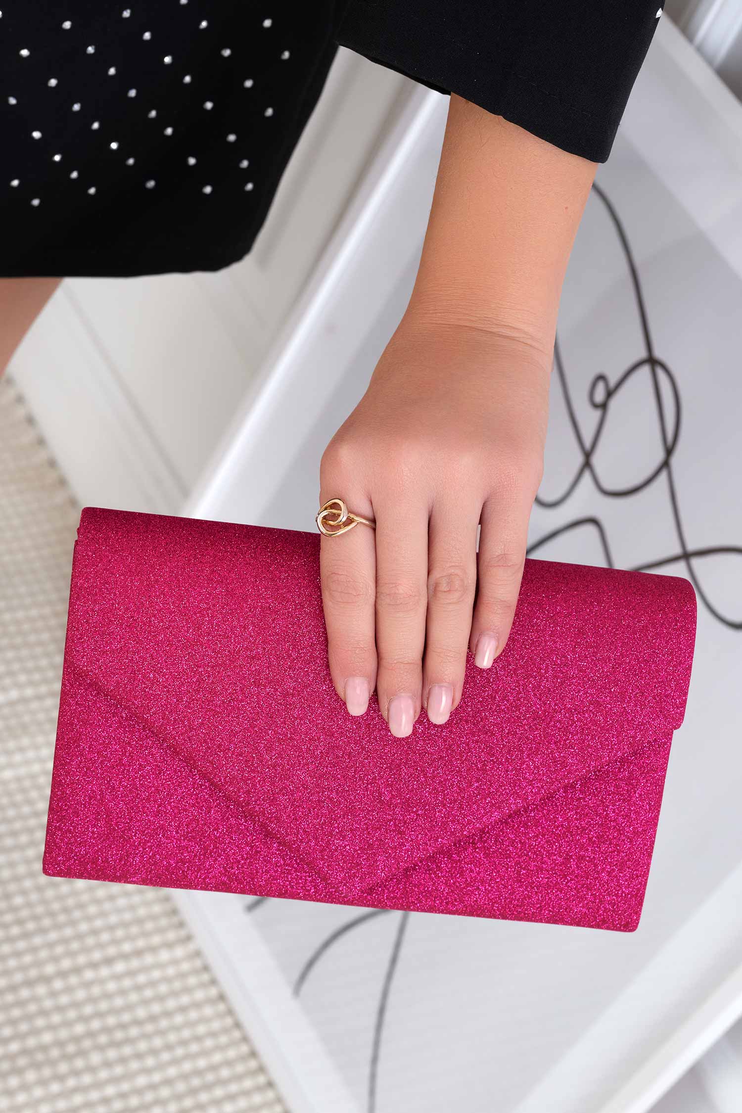 Pochette B204 fuchsia avec paillettes